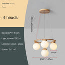 Nordic Style Wood LED Chandelier Modern Ring Lamp Glass Ball Decor Pendant Lights