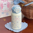 Ljojo 500ml Stainless Steel Tumbler with Straw, Handle - Cute Kawaii Design