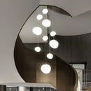 LED White Suspension Glass Pendant Lamp for Villa Staircase by Ljojo