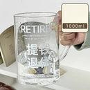 Ljojo 1000ML Glass Measuring Cup with Lid and Straw Handle for Home Drinkware