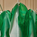 Large Green Petal Glass Chandelier Pendant Light Fixture for Living Room by Ljojo