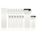 Ljojo 30-Piece White Gold Stainless Steel Cutlery Set