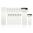 Ljojo 30-Piece White Gold Stainless Steel Cutlery Set
