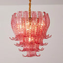 Ljojo Luxurious Pink Glass Chandelier for Living Room, Bedroom, and Dining Room