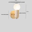 Ljojo LED Wall Lights Japan Style White Glass Yellow Travertine Pull Chain Switch