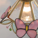 French Medieval Flower Glass Wall Lamp Wooden Retro Fixture by Ljojo