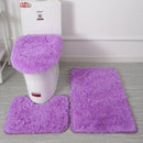 Ljojo 3 Piece White Bathroom Rugs Sets Non-Slip Bath Mats Lid Cover Contour Mat