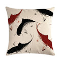 Ljojo Lotus Carp Print Cushion Cover for Home Decor on Mahogany Chair