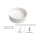 Ljojo 36cm Matte White/Dark Gray Bathroom Sink for Vanity - 14in Diameter