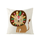 Ljojo Lovely Animals Linen Cushion Cover - Cute Bear Fox Deer Print