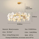 Ljojo Modern Lotus Leaf Ceramics Chandelier Hanging Pendant Lights Home Decor