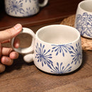 Ljojo 12oz Blue and White Ceramic Coffee Mug - Handmade Stoneware Cup