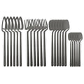 Ljojo 24Pcs Stainless Steel Flatware Set: Matte Knife Fork Spoon Teaspoon for Dining & Kitchen