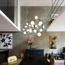Nordic Designer White Glass Chandelier for Living Room, Dimmable Ceiling Fixture by Ljojo