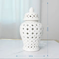 Ljojo™ Silvery Ceramic Hollow Out Storage Jar - Room Decor Bud Vase