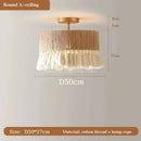 Vintage Hemp Rope Pendant Light LED Chandelier for Bedroom Restaurant by Ljojo
