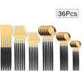 Ljojo 36pc Black Gold Stainless Steel Cutlery Set - Western Tableware Flatware
