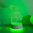 3D Illusion Teddy Bear Night Light Bedlight for Children Bedroom Decoration Gift Ljojo