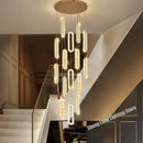 Ljojo Luxury Crystal LED Chandelier for Living Room Staircase, Gold Hanging Lamps