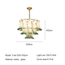 Ljojo French Medieval Luxury Green Glass Petal Chandelier Metal Round Pendant Light
