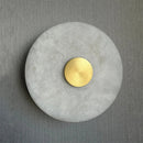 Ljojo Marble LED Wall Light: Modern Round Brass Sconce for Luxe Decor