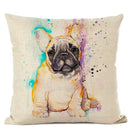 Cute Bulldog Hand-Painted Linen Pillowcase by Ljojo Teddy Collection