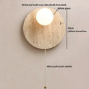 Ljojo LED Indoor Wall Sconce Yellow Travertine Glass Ball Luxury Bedroom Lamp
