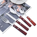 Ljojo 24-Piece Stainless Steel Wooden Handle Cutlery Set