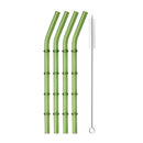 Ljojo 11Pcs Green Glass Straws Set with Brush - High Borosilicate Drinkware