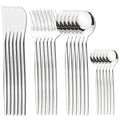 Ljojo 24pcs Gold Stainless Steel Cutlery Set, Mirror Polished Luxury Western Steak Knife Spoon