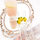 Ljojo Lemon Shaped Glass Drinking Straws Set with Brush Bag - Bar Drinkware
