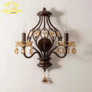 American Retro Crystal Candle Wall Lamp LED E14 Iron Art Wall Mounted - Ljojo