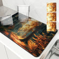 Autumn Scenery Kitchen Absorbent Draining Mat by Ljojo - Quick Dry Dish Drying Mat