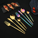 Ljojo Luxury Black Stainless Steel Cutlery Set - 16 Piece Tableware Dinnerware Kitchen Flatware