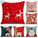 Christmas Cartoon Pillowcase | Deer & Bear Print | Linen Cushion Cover | Ljojo Brand