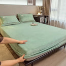 Ljojo Milk Velvet Fitted Sheet 160x200, Extra Warm, Elastic Band, Solid Color