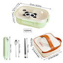 Ljojo 3-Compartment Portable Plastic Lunch Box for Kids - Microwave Safe