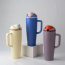 Ljojo 1200ml Car Cup with Flip Lid, Dual Drink Fruit Cup & Insulated Design
