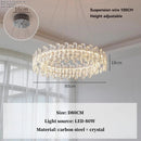 Ljojo Luxury Round Crystal Pendant Chandelier with French Modern LED for Living Room