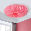 Ljojo Feather Ceiling Lamp with E27 Light Bulb for Bedroom Living Room Decor