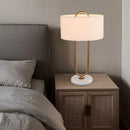 Ljojo Marble Base Table Lamp White Fabric Lampshade