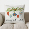 Ljojo Merry Bright Christmas Ornament Pillow Cover for Sofa Bedroom Car