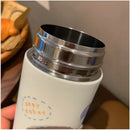 Ljojo 380ml Stainless Steel Vacuum Flask with Straw - Cute Thermal Insulation Water Bottle