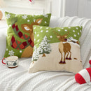 Embroidery Christmas Throw Pillowcase Elk Red Decoration Square Pillowcases by Ljojo