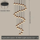 French Retro Staircase Chandelier Solid Wood and Glass for Luxe Staircase Decor by Ljojo