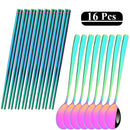 Ljojo 16-Piece Rainbow Stainless Steel Tableware Set with Dinner Spoons, Chopsticks, and Cutlery