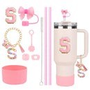 Ljojo 10-Piece Tumbler Accessories Set: Straw, Cover, Cap, Boot, Spill Proof Stopper, Letter Keychain, Charm, Sticker