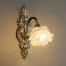 Copper Wall Lamp Medieval Style Bedroom Living Room Bedside LED Lighting Retro Flower Ljojo