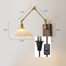 Ljojo Long Arm LED Wall Light with Pull Chain Switch & Walnut Canopy