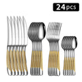 Ljojo 24pc Stainless Steel Tableware Set for Family Dining